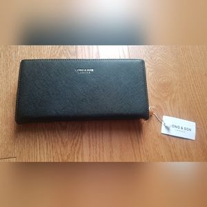 Long & Son zip black and gold wallet
